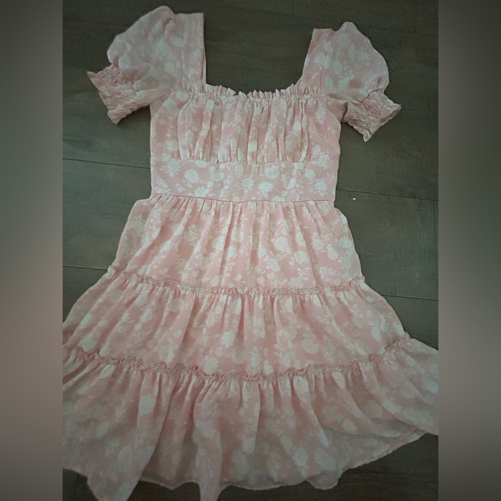 Trixxi Pink Floral Womens Mini Casual Dress